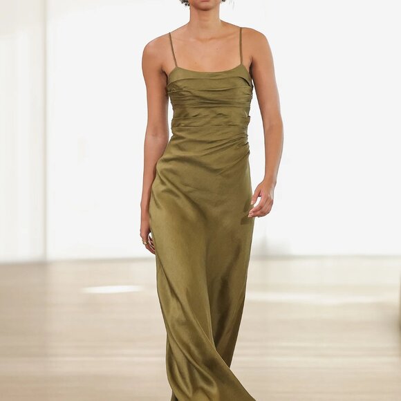 NEW AJE Clarice Draped Maxi Dress in Deep Olive size 8 - Picture 7 of 7